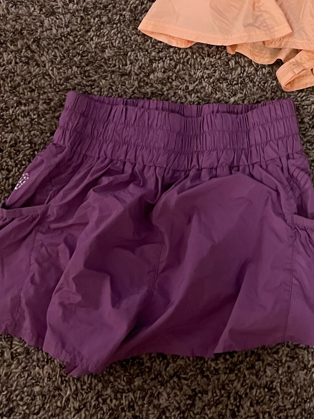 Free People Deep Purple Elastic Waist Athletic Shorts